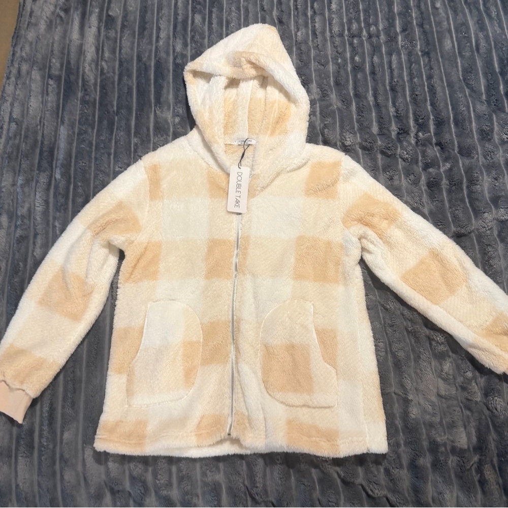 Cozy Plaid Long Sleeve Hooded Jacket - Khaki